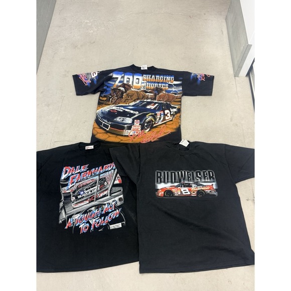 Vintage NASCAR Dale Earnhardt Lot 3 Shirts AOP 700 Charging Horses 90s Graphic